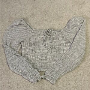 American Eagle Outfitters Gray Off-Shoulder Blouse